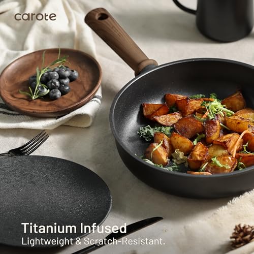 CAROTE 44pcs Nonstick Kitchen Titanium Cookware Sets, Nonstick Pots and Pans, Induction Cookware Set Kitchen Cooking Sets, Non Stick w/Frying Pan,Black - My Kitchen Products