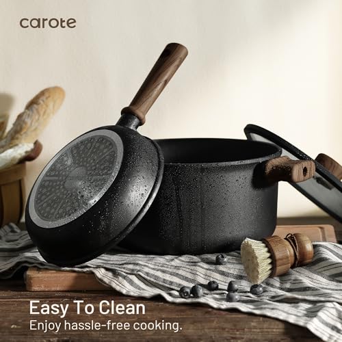 CAROTE 44pcs Nonstick Kitchen Titanium Cookware Sets, Nonstick Pots and Pans, Induction Cookware Set Kitchen Cooking Sets, Non Stick w/Frying Pan,Black - My Kitchen Products