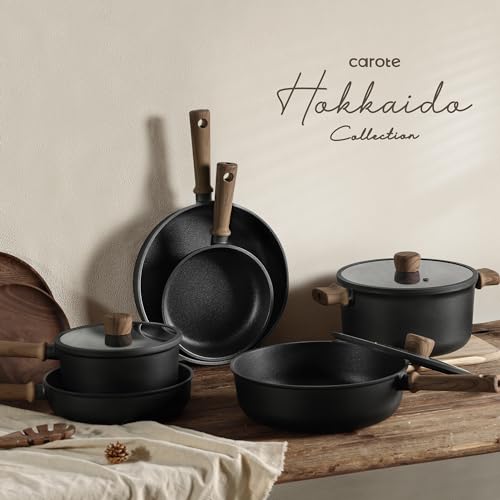 CAROTE 44pcs Nonstick Kitchen Titanium Cookware Sets, Nonstick Pots and Pans, Induction Cookware Set Kitchen Cooking Sets, Non Stick w/Frying Pan,Black - My Kitchen Products