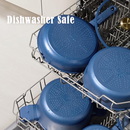 CAROTE Ceramic Cookwar Set, Pots and Pan Set Non Stick 16 Piece, Cookware Set Kitchen Cooking Set Non Toxic, PFAS PTFE Free, Blue - My Kitchen Products