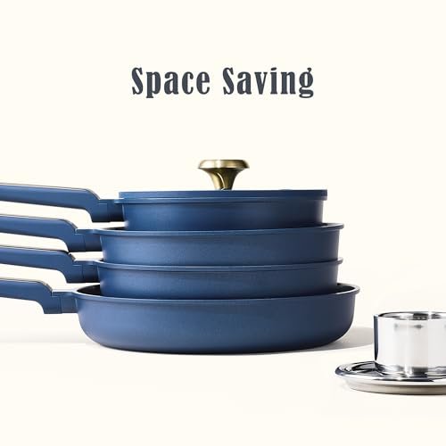 CAROTE Ceramic Cookwar Set, Pots and Pan Set Non Stick 16 Piece, Cookware Set Kitchen Cooking Set Non Toxic, PFAS PTFE Free, Blue - My Kitchen Products