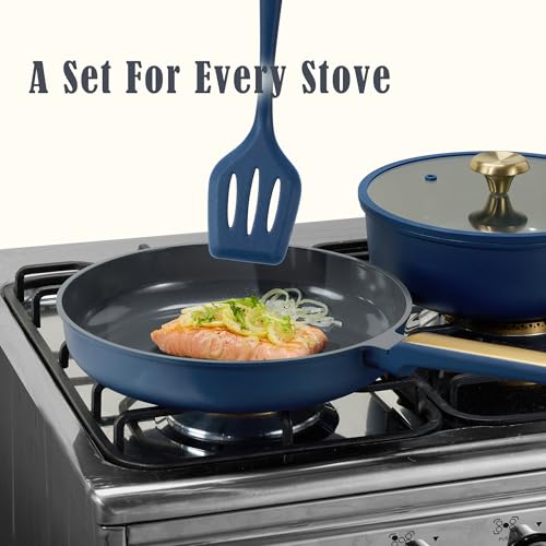 CAROTE Ceramic Cookwar Set, Pots and Pan Set Non Stick 16 Piece, Cookware Set Kitchen Cooking Set Non Toxic, PFAS PTFE Free, Blue - My Kitchen Products