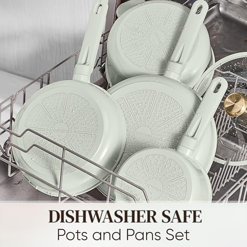 CAROTE Ceramic Cookware Set Nonstick, 14pcs Pots and Pans Set Nonstick, Non-Toxic & PFAS-Free, Dishwasher, RV/Camping Cookware Set, Cooking Pots with Lids, Sage Green - My Kitchen Products