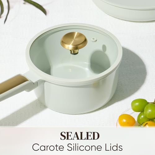 CAROTE Ceramic Cookware Set Nonstick, 14pcs Pots and Pans Set Nonstick, Non-Toxic & PFAS-Free, Dishwasher, RV/Camping Cookware Set, Cooking Pots with Lids, Sage Green - My Kitchen Products