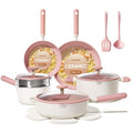 CAROTE Ceramic Cookware Set Nonstick, 15pcs Pots and Pans Set Non stick, Non Toxic Cookware,Dishwasher,RV/Camping Cookware Set, Pan and Pot with Kitchen Utensils, Pink - My Kitchen Products