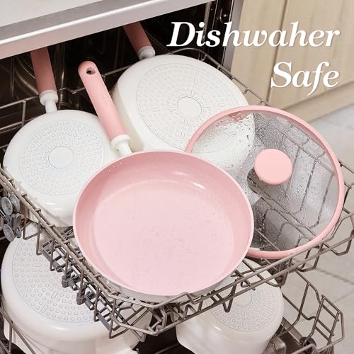 CAROTE Ceramic Cookware Set Nonstick, 15pcs Pots and Pans Set Non stick, Non Toxic Cookware,Dishwasher,RV/Camping Cookware Set, Pan and Pot with Kitchen Utensils, Pink - My Kitchen Products