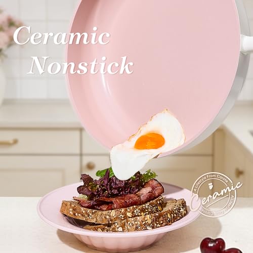 CAROTE Ceramic Cookware Set Nonstick, 15pcs Pots and Pans Set Non stick, Non Toxic Cookware,Dishwasher,RV/Camping Cookware Set, Pan and Pot with Kitchen Utensils, Pink - My Kitchen Products