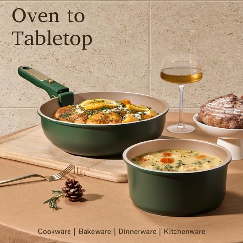 CAROTE Green&Gold Nonstick Cookware Set,15Pcs Pots and Pans Set Non Stick Detachable/Removable Handle,Kitchen Cooking Set Dishwasher Safe, RV Kitchen Pot and Pan, Induction Cookware - My Kitchen Products