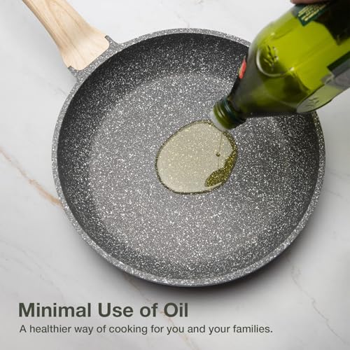 CAROTE Nonstick Frying Pan Skillet,Non Stick Granite Fry Pan Egg Pan Omelet Pans, Stone Cookware Chef's Pan, PFOA Free,Induction Compatible(Classic Granite, 8-Inch) - My Kitchen Products