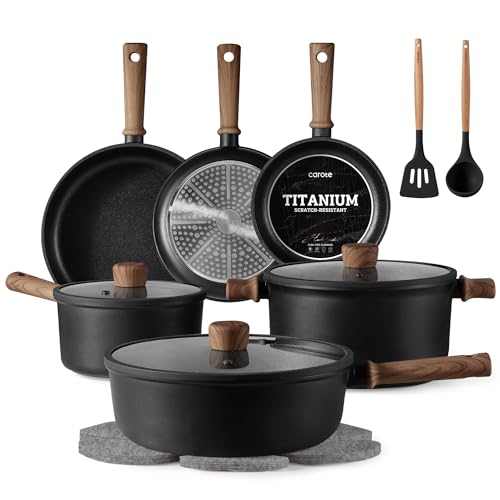 CAROTE Nonstick Pots and Pans, Induction Titanium Cookware Set 16pcs Kitchen Cooking Sets, Pot and Pan Non Stick w/Frying pan (PFOS, PFOA Free) - My Kitchen Products