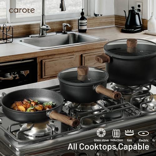 CAROTE Nonstick Pots and Pans, Induction Titanium Cookware Set 16pcs Kitchen Cooking Sets, Pot and Pan Non Stick w/Frying pan (PFOS, PFOA Free) - My Kitchen Products