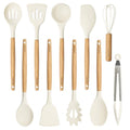 CAROTE Silicone Cooking Utensils Set, Kitchen Utensils Set 10 Pcs for cooking, BPA Free Spatula Set with Heat Resistant Wood Handles for Nonstick Cookware (Cream White) - My Kitchen Products