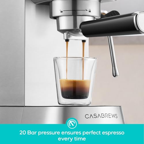 CASABREWS 5418 PRO Espresso Machine 20 Bar, Upgraded Espresso Maker with Powerful Steam Milk Frother, Stainless Steel Coffee Machine with Fast Heating System for Cappuccino, Latte, Silver - My Kitchen Products