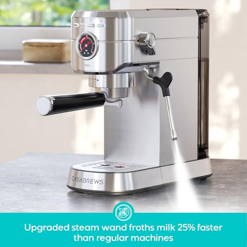 CASABREWS 5418 PRO Espresso Machine 20 Bar, Upgraded Espresso Maker with Powerful Steam Milk Frother, Stainless Steel Coffee Machine with Fast Heating System for Cappuccino, Latte, Silver - My Kitchen Products