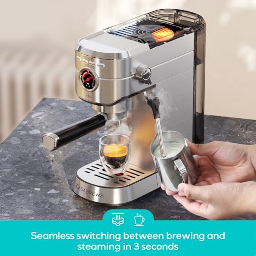 CASABREWS 5418 PRO Espresso Machine 20 Bar, Upgraded Espresso Maker with Powerful Steam Milk Frother, Stainless Steel Coffee Machine with Fast Heating System for Cappuccino, Latte, Silver - My Kitchen Products