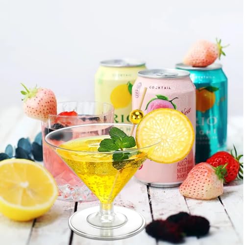 Cashger 100 Pack Plastic Martini Glasses 5 Oz Mini Dessert Cups Clear Cocktail Glasses with Cocktail Sticks Clear Short Stem Shot Glasses for Party Wine, Desserts and Appetizers - My Kitchen Products