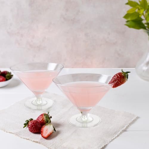 Cashger 100 Pack Plastic Martini Glasses 5 Oz Mini Dessert Cups Clear Cocktail Glasses with Cocktail Sticks Clear Short Stem Shot Glasses for Party Wine, Desserts and Appetizers - My Kitchen Products