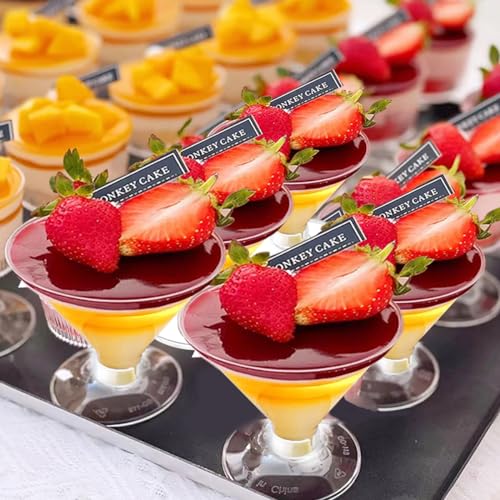 Cashger 100 Pack Plastic Martini Glasses 5 Oz Mini Dessert Cups Clear Cocktail Glasses with Cocktail Sticks Clear Short Stem Shot Glasses for Party Wine, Desserts and Appetizers - My Kitchen Products