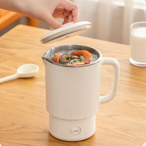 CCYLEZ Portable Electric Kettle 600ml Folding Travel Kettle Stainless Steel Tea Brewer Milk Frother Coffee Maker with Temperature Control for Travel Camping Office Home Use (US Plug 110V) - My Kitchen Products
