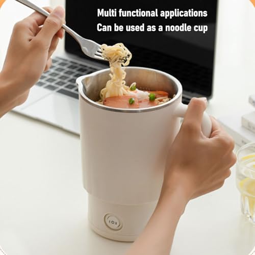 CCYLEZ Portable Electric Kettle 600ml Folding Travel Kettle Stainless Steel Tea Brewer Milk Frother Coffee Maker with Temperature Control for Travel Camping Office Home Use (US Plug 110V) - My Kitchen Products