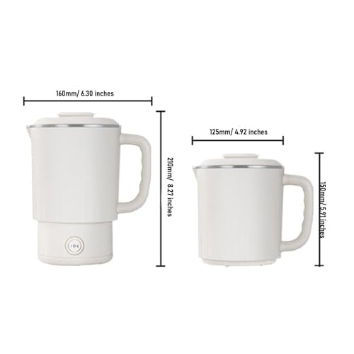 CCYLEZ Portable Electric Kettle 600ml Folding Travel Kettle Stainless Steel Tea Brewer Milk Frother Coffee Maker with Temperature Control for Travel Camping Office Home Use (US Plug 110V) - My Kitchen Products