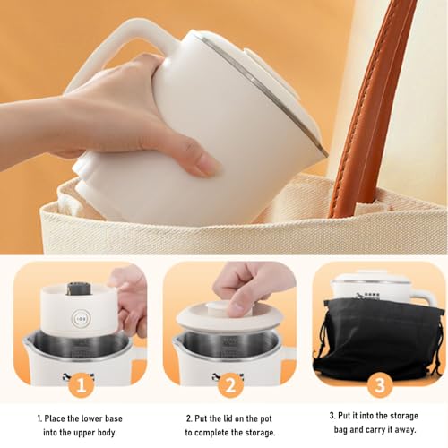 CCYLEZ Portable Electric Kettle 600ml Folding Travel Kettle Stainless Steel Tea Brewer Milk Frother Coffee Maker with Temperature Control for Travel Camping Office Home Use (US Plug 110V) - My Kitchen Products