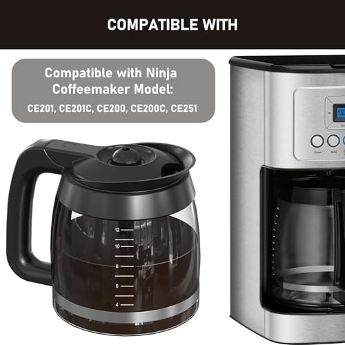 CE251 12-Cup Glass Carafe Pot Replacement Compatible with Ninja Coffee Brewer Maker, Fit Models CE251 CE201 CE201C CE200 CE200C Model XGLSLID200, 1 Pack - My Kitchen Products