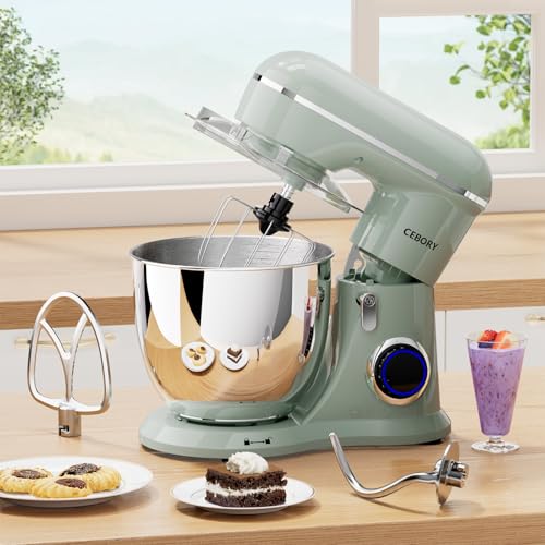 CEBORY 3-IN-1 Electric Stand Mixer, 6.5QT Bowl 660W 10-Speed Kitchen Mixer, Household Food Mixers include Dough Hook, Beater and Whisk, Bread Cake Mixer for Baking and Most Home Cooks, Green - My Kitchen Products