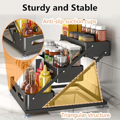 Ceetug 3 Tier Foldable Spice Rack, Black - My Kitchen Products