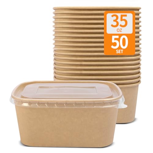 Celel 35 oz Paper Food Containers with Lids 50 Pack Meal Prep Containers - My Kitchen Products