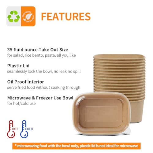 Celel 35 oz Paper Food Containers with Lids 50 Pack Meal Prep Containers - My Kitchen Products