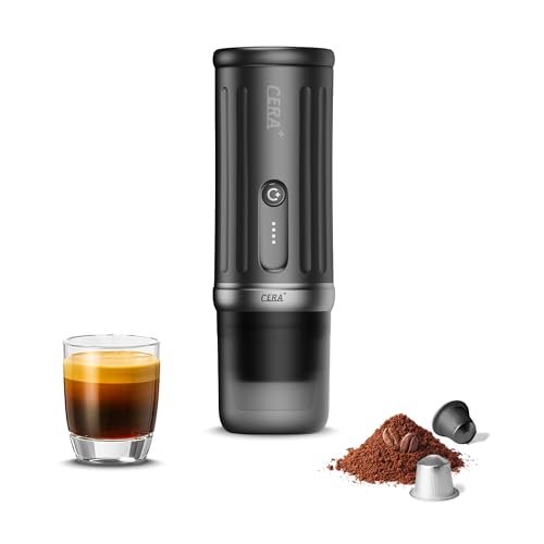 CERA+ PCM03S Portable Coffee Maker Electric Espresso Machine, Self-Heating 8 Cups per Charge & 20 Bar Small Coffee Maker for Travel & RV, Single Serve Coffee Maker Works with NS Capsules & Grounds - My Kitchen Products