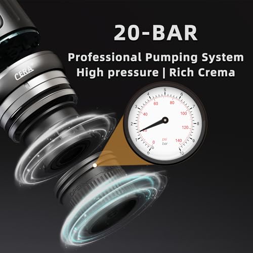 CERA+ PCM03S Portable Coffee Maker Electric Espresso Machine, Self-Heating 8 Cups per Charge & 20 Bar Small Coffee Maker for Travel & RV, Single Serve Coffee Maker Works with NS Capsules & Grounds - My Kitchen Products
