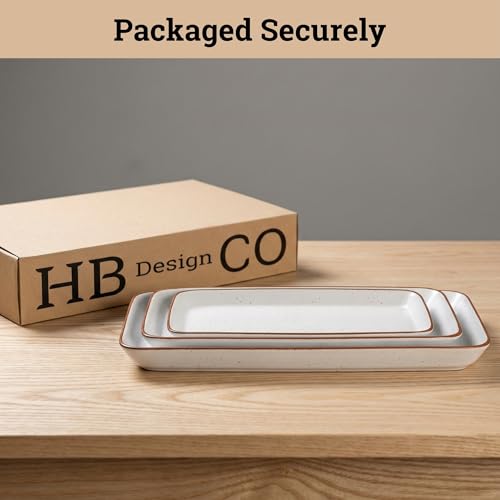Ceramic Serving Platter Set of 3 - 16 / 14 / 12 Inches Oven Safe Serving Dishes for Entertaining - Platters and Trays - Porcelain Plates - Ceramic Grilling Platter - Rectangular Plates - Turkey Dishes - My Kitchen Products