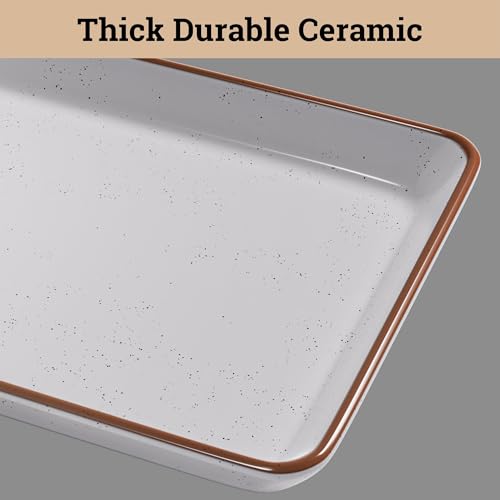 Ceramic Serving Platter Set of 3 - 16 / 14 / 12 Inches Oven Safe Serving Dishes for Entertaining - Platters and Trays - Porcelain Plates - Ceramic Grilling Platter - Rectangular Plates - Turkey Dishes - My Kitchen Products