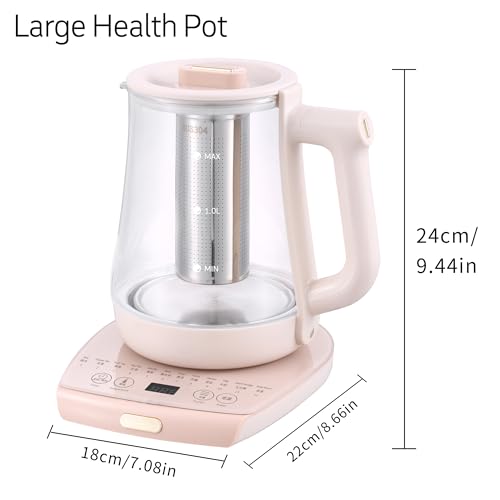 cglightwsparkle Health Pot Electric Kettle with Infuser,Smart Fruit Hot Tea Maker, Temperature Control and Tea Keep Warm, 12 Functional Procedures, 1.8 Liters of Capacity(pink) - My Kitchen Products