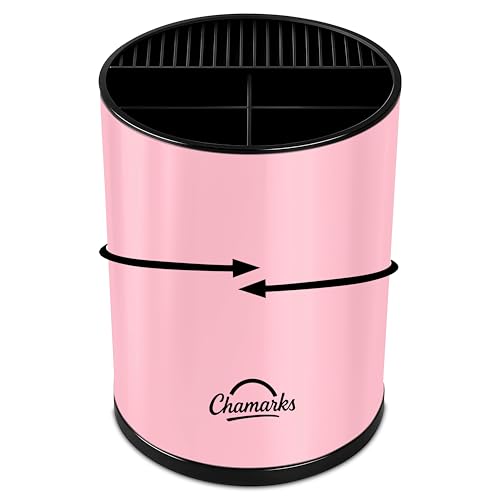 CHAMARKS 3-in-1 Kitchen Utensil Holder for countertop with Knife Block and Silverware Caddy. (Pink) - My Kitchen Products