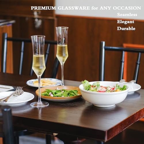 Champagne Flutes Set of 6 - Hand Blown Crystal Champagne Glasses With Long Stem - 7 oz Elegant Sparkling Wine Stemware - Unique Gift for Birthday,Wedding,Father's Day,Housewarming - My Kitchen Products