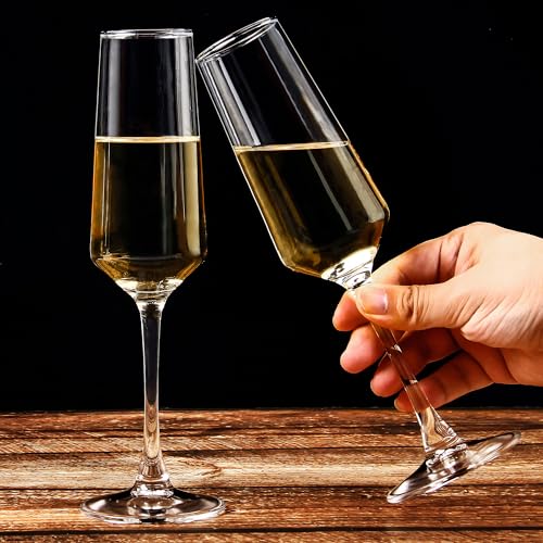 Champagne Glasses, Set of 12 Champagne Flutes with Unique Shape, Long stem Sparkling Wine glasses for Party, Restaurant, Bar, Wine Toasting, Clear - My Kitchen Products