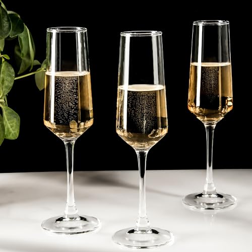 Champagne Glasses, Set of 12 Champagne Flutes with Unique Shape, Long stem Sparkling Wine glasses for Party, Restaurant, Bar, Wine Toasting, Clear - My Kitchen Products
