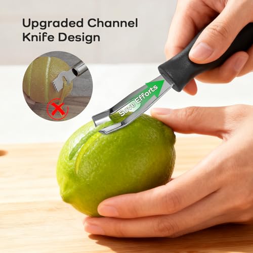 Channel Knife Lemon Peeler Zester-Garnish for Cocktail Mixers- Triangular, V-Shaped Stainless Steel Professional Grade Bar Tool-Fruit Peeler Zester (Peeler A) - My Kitchen Products