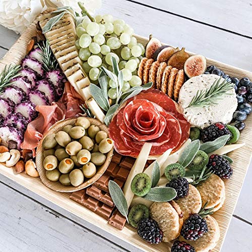 Charity Leaf Disposable Palm Leaf 14" x 10" Trays (10 pieces) Bamboo Like Serving Platters, Disposable Boards, Eco-Friendly Dinnerware For Weddings, Catering, Events - My Kitchen Products