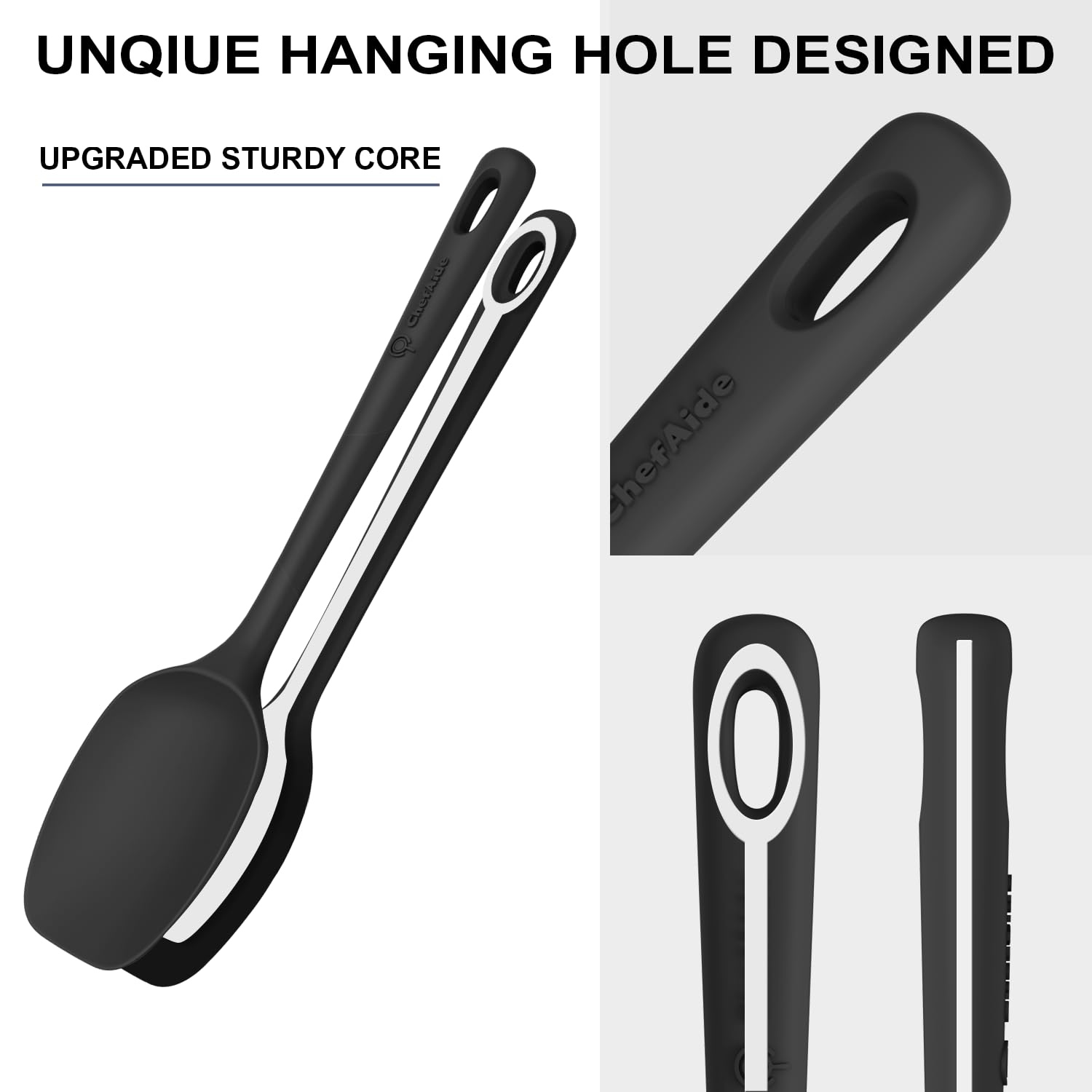 ChefAide 5 Pieces Silicone Spatula Set, Food Grade Rubber Spatula, Upgrade Strong Handle with Ergonomic Grip, Heat Resistant Up to 600°F for Nonstick Cookware, Cooking - My Kitchen Products