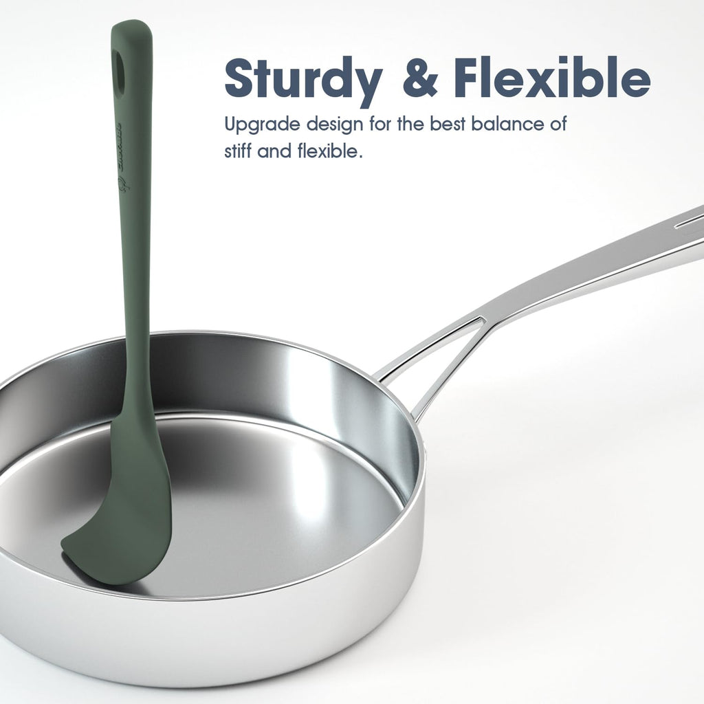 ChefAide 5 Pieces Silicone Spatula Set, Food Grade Rubber Spatula, Upgrade Strong Handle with Ergonomic Grip, Heat Resistant Up to 600°F for Nonstick Cookware, Cooking - My Kitchen Products