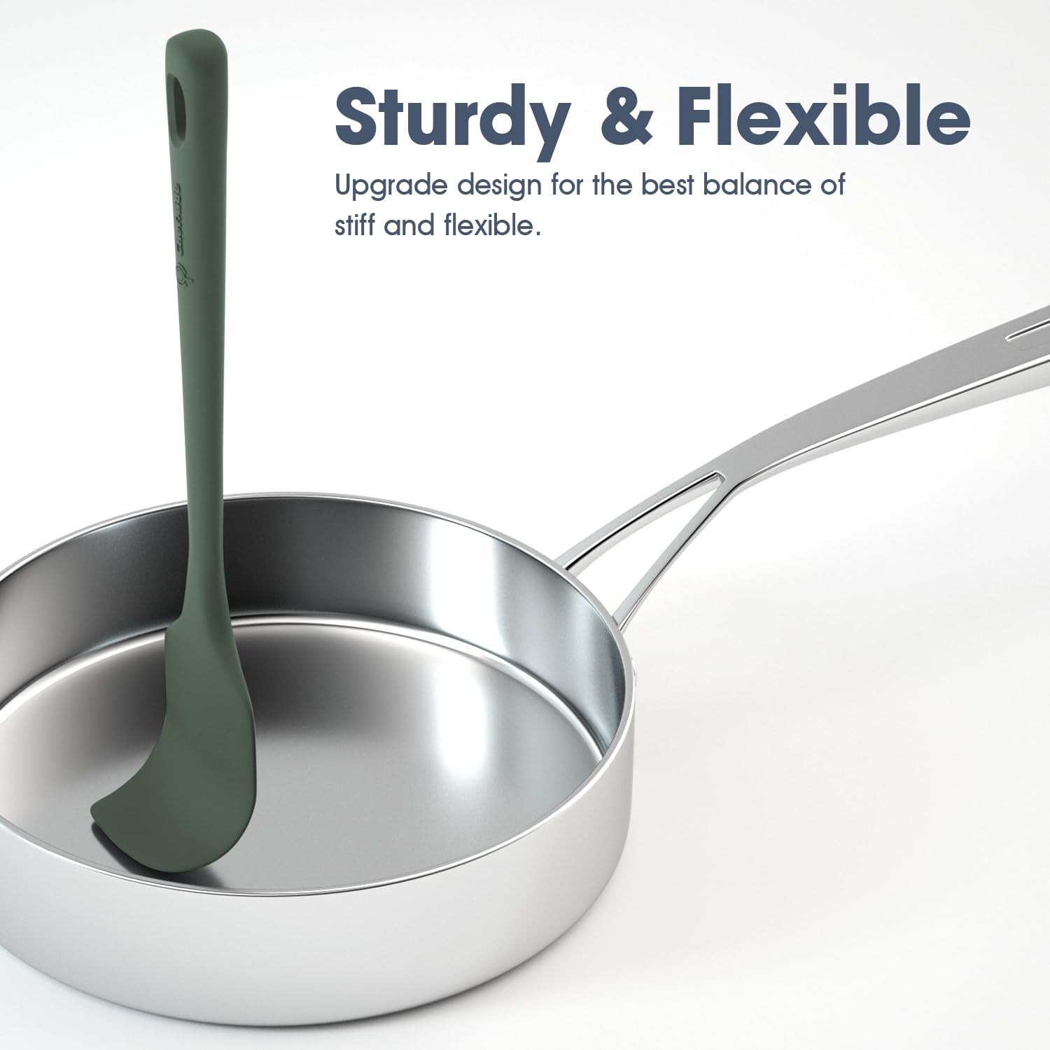 ChefAide 5 Pieces Silicone Spatula Set, Food Grade Rubber Spatula, Upgrade Strong Handle with Ergonomic Grip, Heat Resistant Up to 600°F for Nonstick Cookware, Cooking - My Kitchen Products