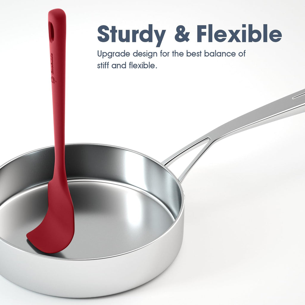 ChefAide 5 Pieces Silicone Spatula Set, Food Grade Rubber Spatula, Upgrade Strong Handle with Ergonomic Grip, Heat Resistant Up to 600°F for Nonstick Cookware, Cooking - My Kitchen Products