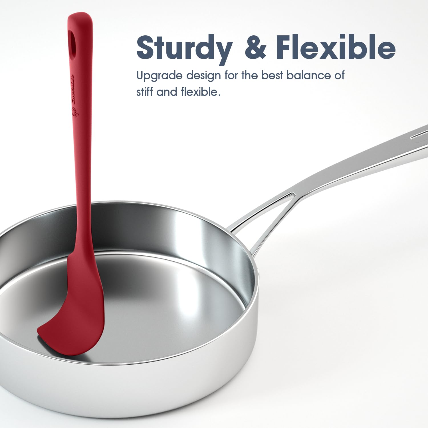 ChefAide 5 Pieces Silicone Spatula Set, Food Grade Rubber Spatula, Upgrade Strong Handle with Ergonomic Grip, Heat Resistant Up to 600°F for Nonstick Cookware, Cooking - My Kitchen Products
