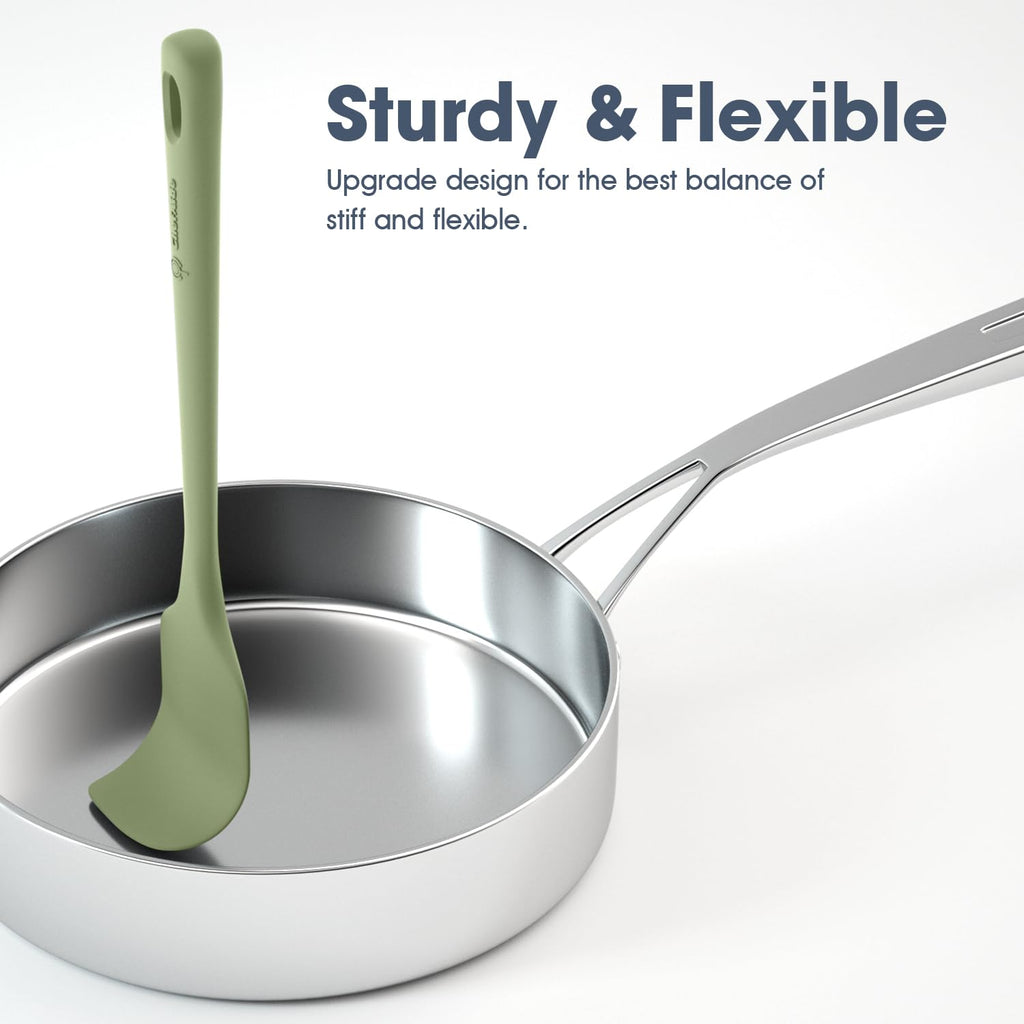 ChefAide 5 Pieces Silicone Spatula Set, Food Grade Rubber Spatula, Upgrade Strong Handle with Ergonomic Grip, Heat Resistant Up to 600°F for Nonstick Cookware, Cooking - My Kitchen Products