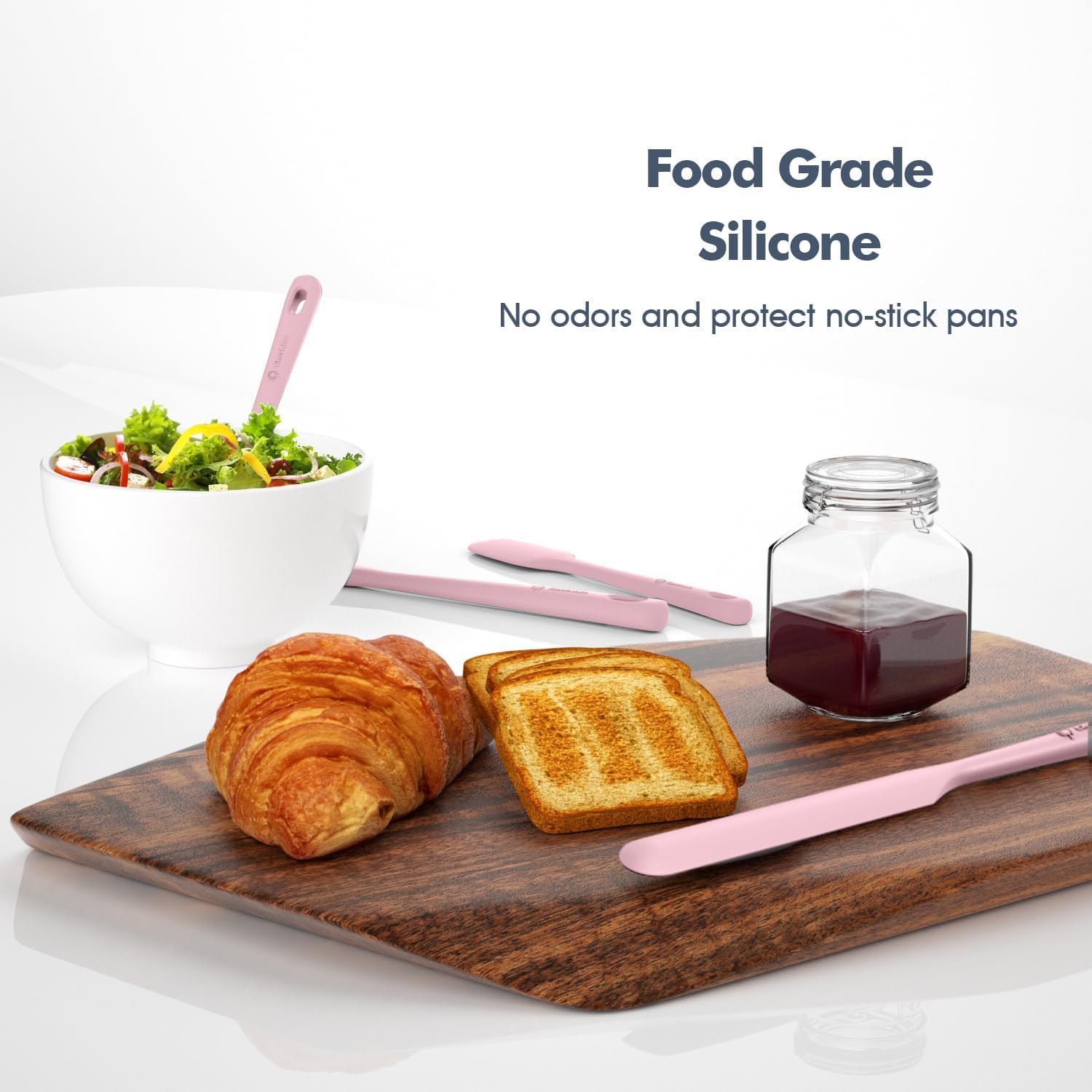 ChefAide 5 Pieces Silicone Spatula Set, Food Grade Rubber Spatula, Upgrade Strong Handle with Ergonomic Grip, Heat Resistant Up to 600°F for Nonstick Cookware, Cooking - My Kitchen Products