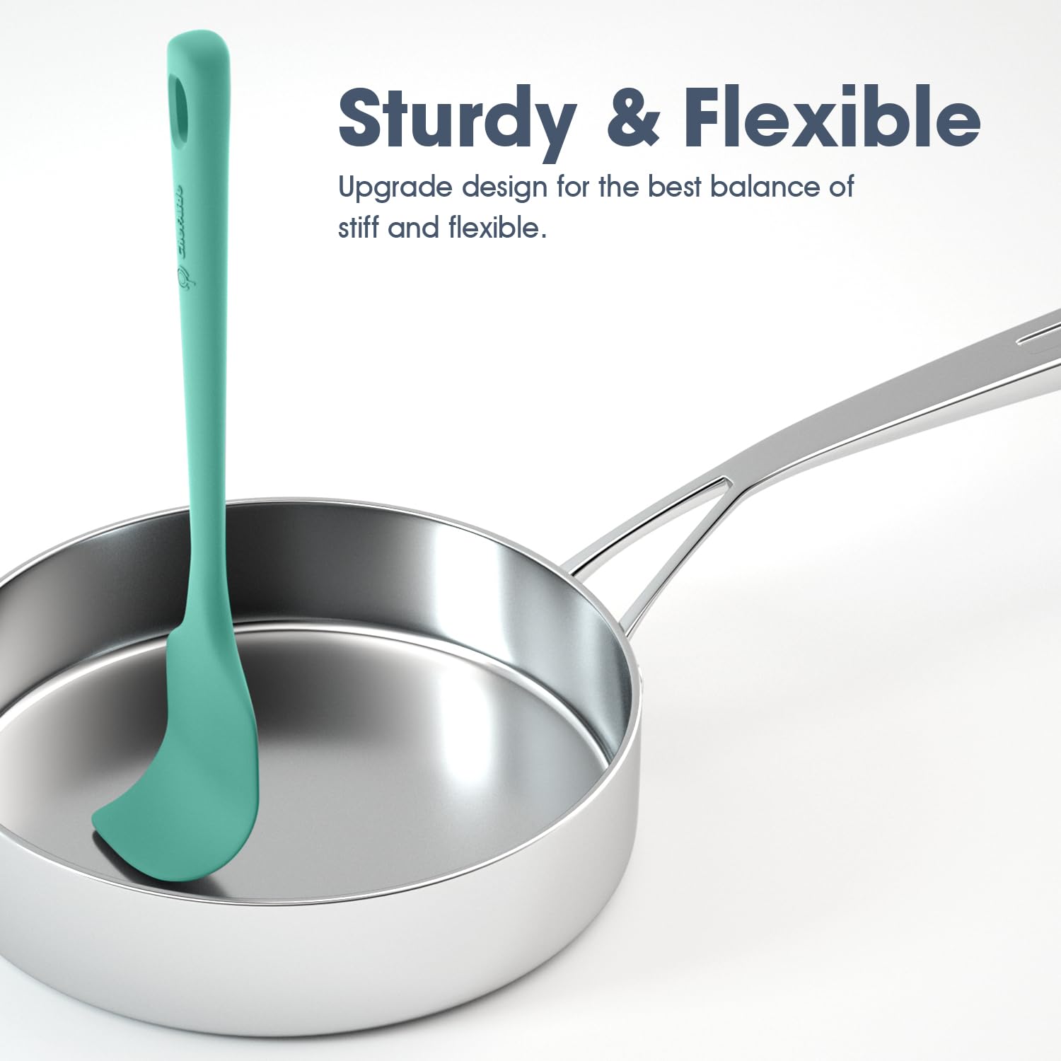 ChefAide 5 Pieces Silicone Spatula Set, Food Grade Rubber Spatula, Upgrade Strong Handle with Ergonomic Grip, Heat Resistant Up to 600°F for Nonstick Cookware, Cooking - My Kitchen Products